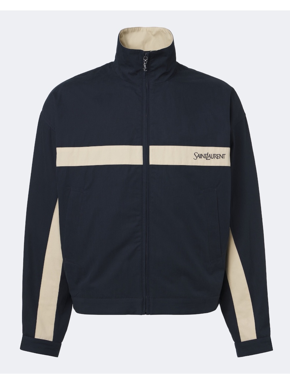 Saint Laurent Navy and Cream Track cotton Jacket
